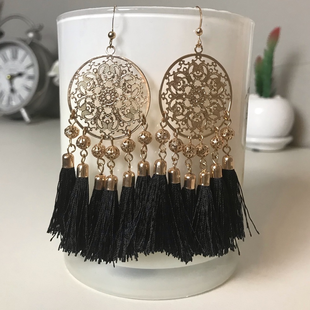 Gold Tassel Drop Earrings